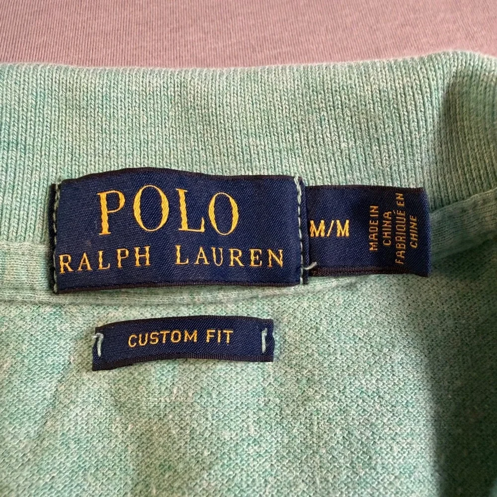 Polo Ralph Lauren Mens Custom Fit Polo Shirt Green Heather Medium Short Sleeve
